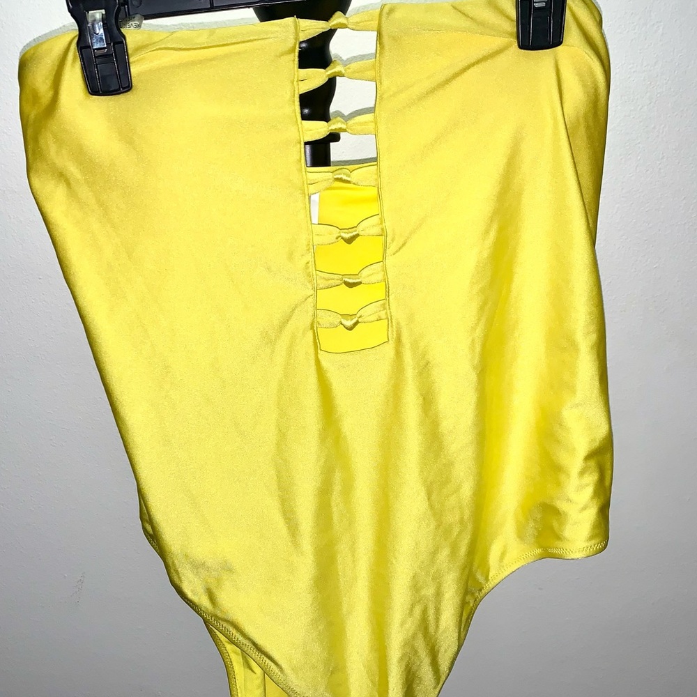 Forever 21 Strapless Yellow One-Piece Swimsuit